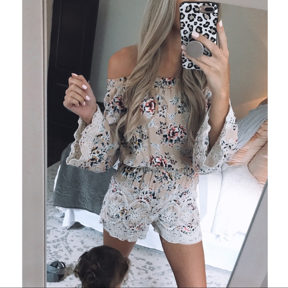 Off the shoulder long sleeve Romper